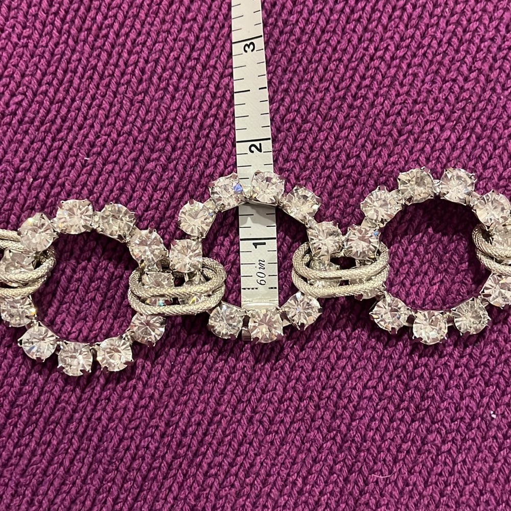 Unique Rhinestone Statement Necklace with Graduated Rhinestone Circles - Picture 12 of 14